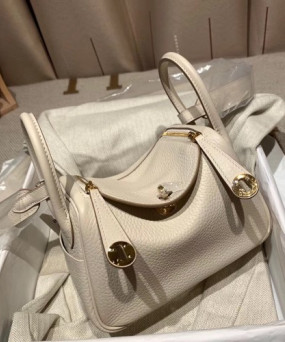 에르메스 미니 린디백19 펄그레이 금장 끌레망스 가죽